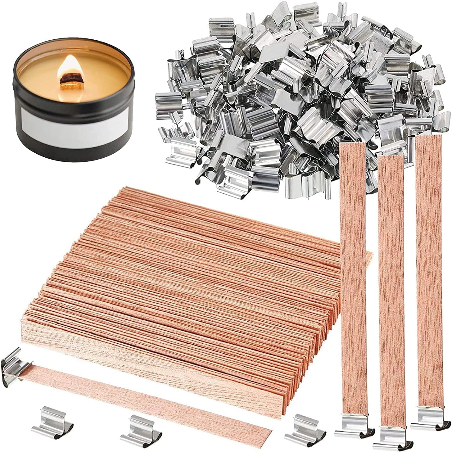 Wooden Wick Candle - 10-100 قطعة شمعة معطرة شريحة خشبية