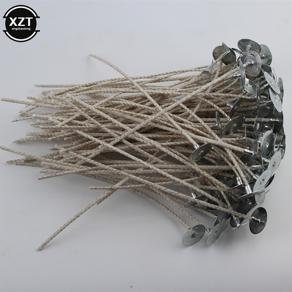 Wooden Wick Candle - 100 قطعة/مجموعة فتائل شموع بدون دخان،