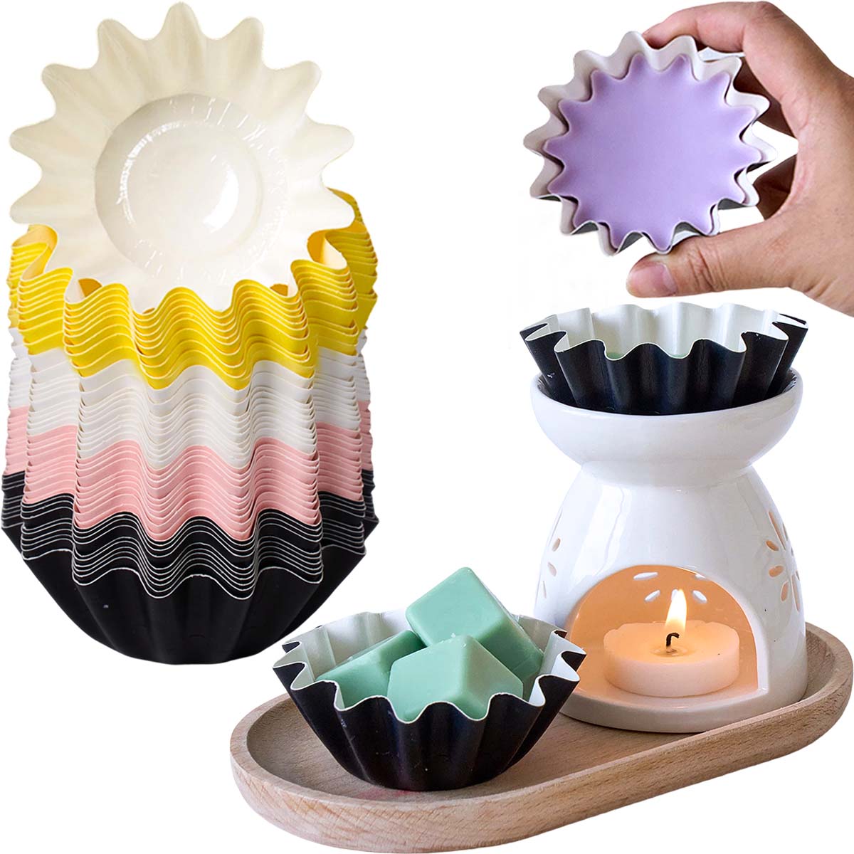 Home Fragrance Edg - 10 قطع صينية ورقية مغلفة بالشمع