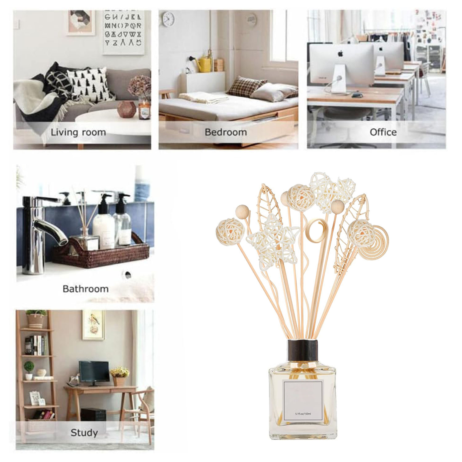 5/15 قطعة طويلة متموجة الروطان - مراجعة Home Fragrance Reed Diffuser Refill وسعره