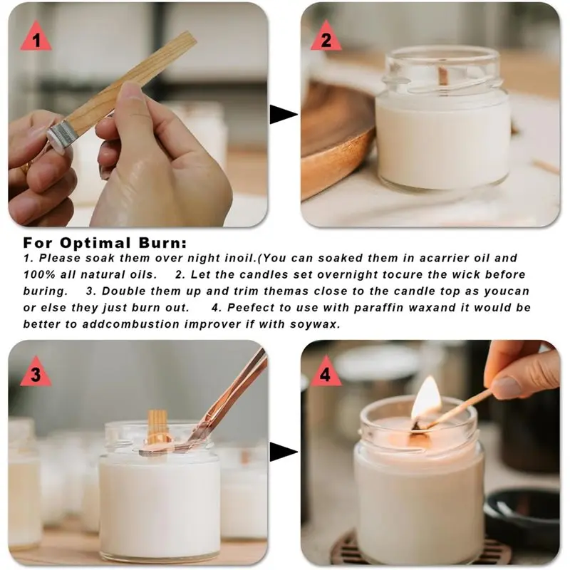 100 قطعة من فتائل الشموع الخشب - مراجعة Wooden Wick Candle وسعره