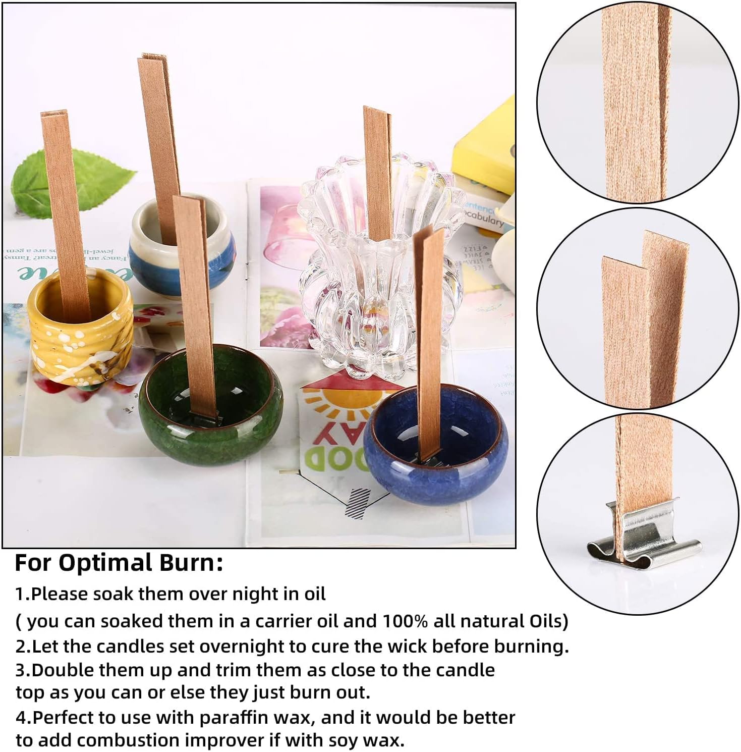 10-100 قطعة شمعة معطرة شريحة خ - مراجعة Wooden Wick Candle وسعره